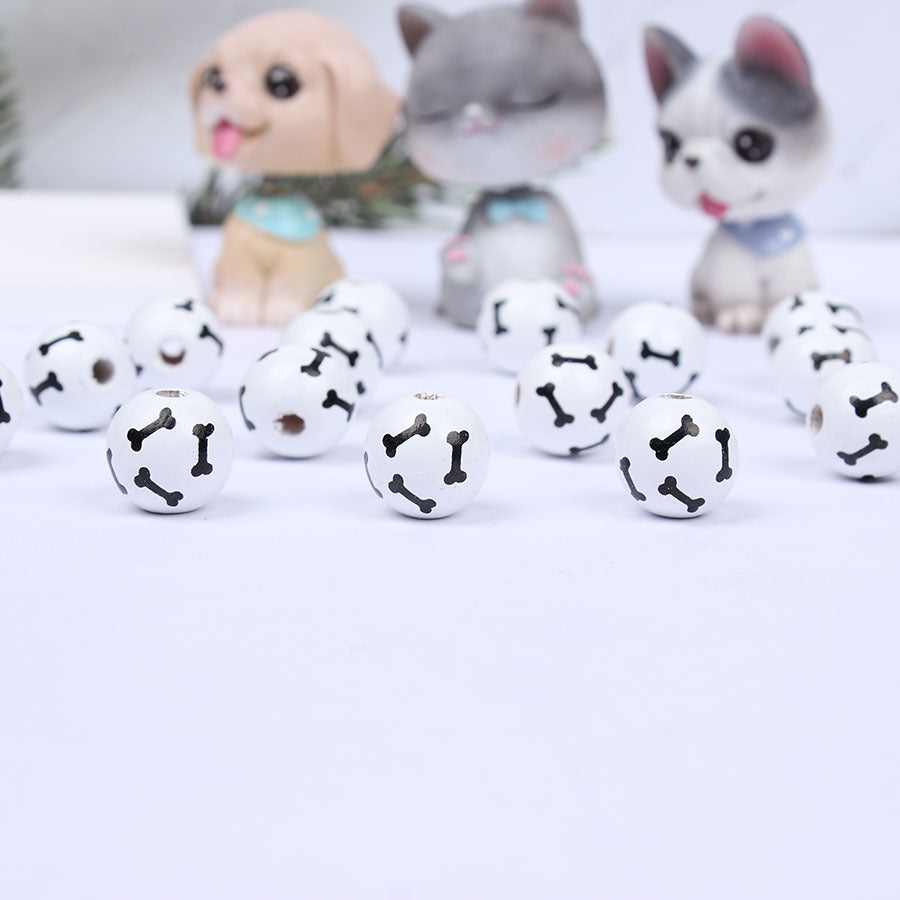 Wholesale 20pcs Dog Feet Bone Head Pet Wooden Beads